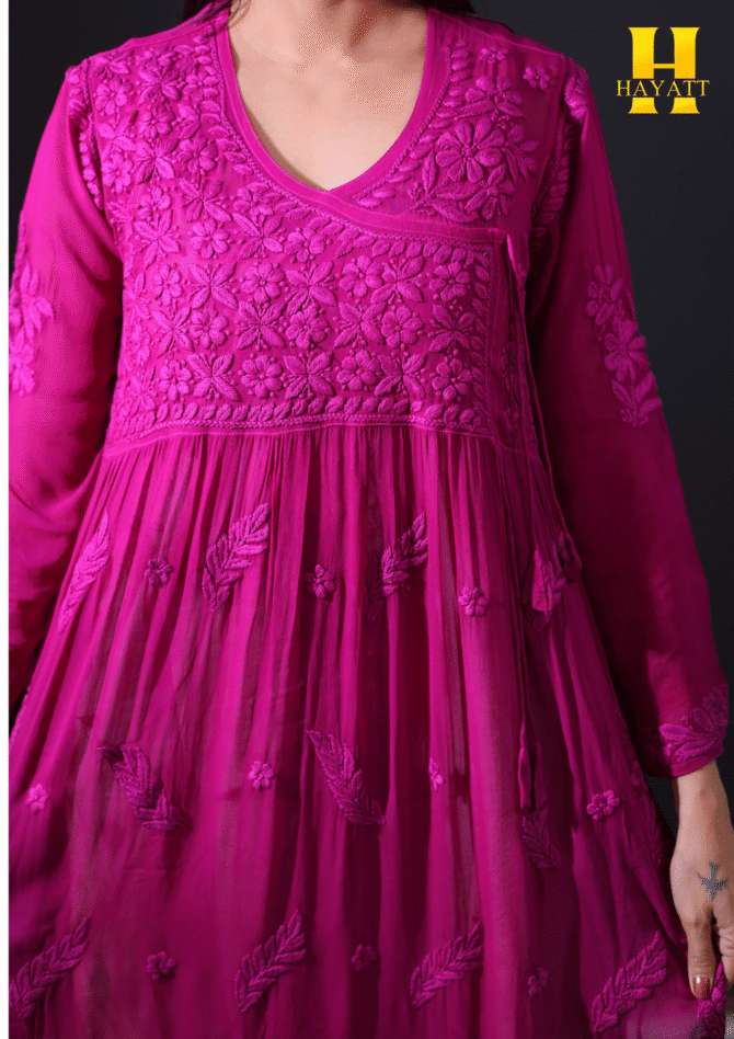 Lucknowi chickankari kurti-HBG 2018 - Image 3
