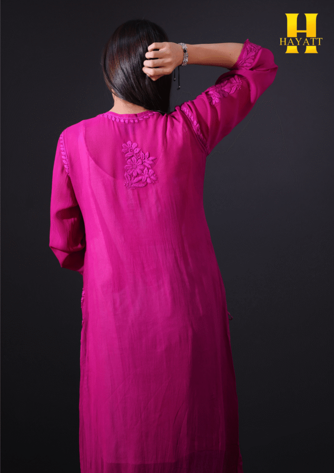Lucknowi chickankari kurti-HBG 2018 - Image 2