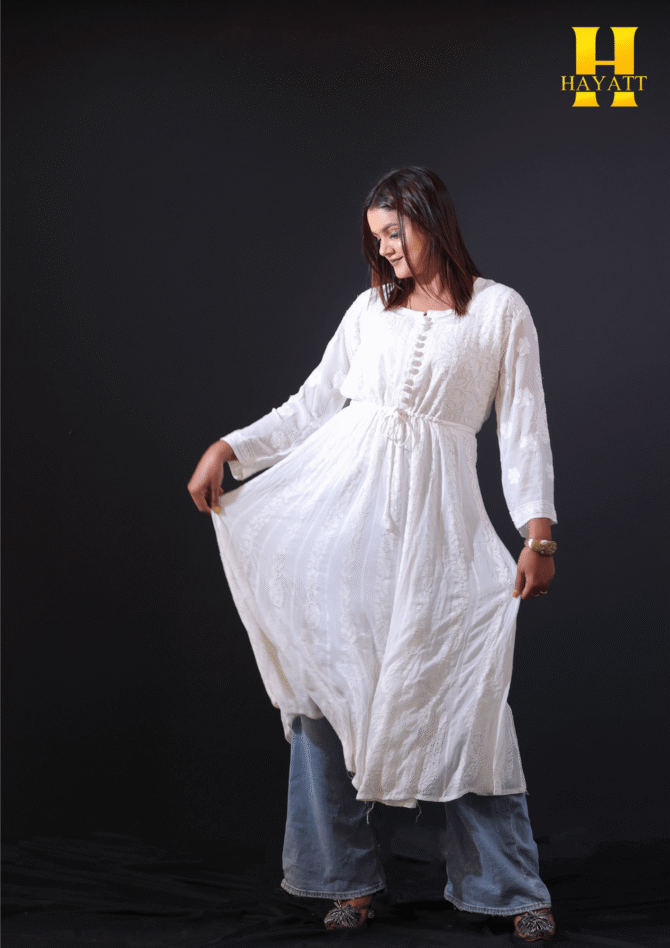 Lucknowi chickankari kurti- HBG 2056