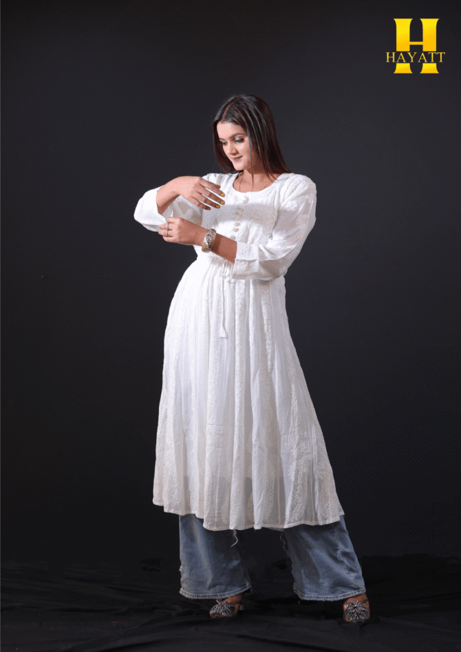 Lucknowi chickankari kurti- HBG 2056 - Image 2