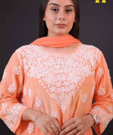 Lucknowi chickankari suit-HBG 2074