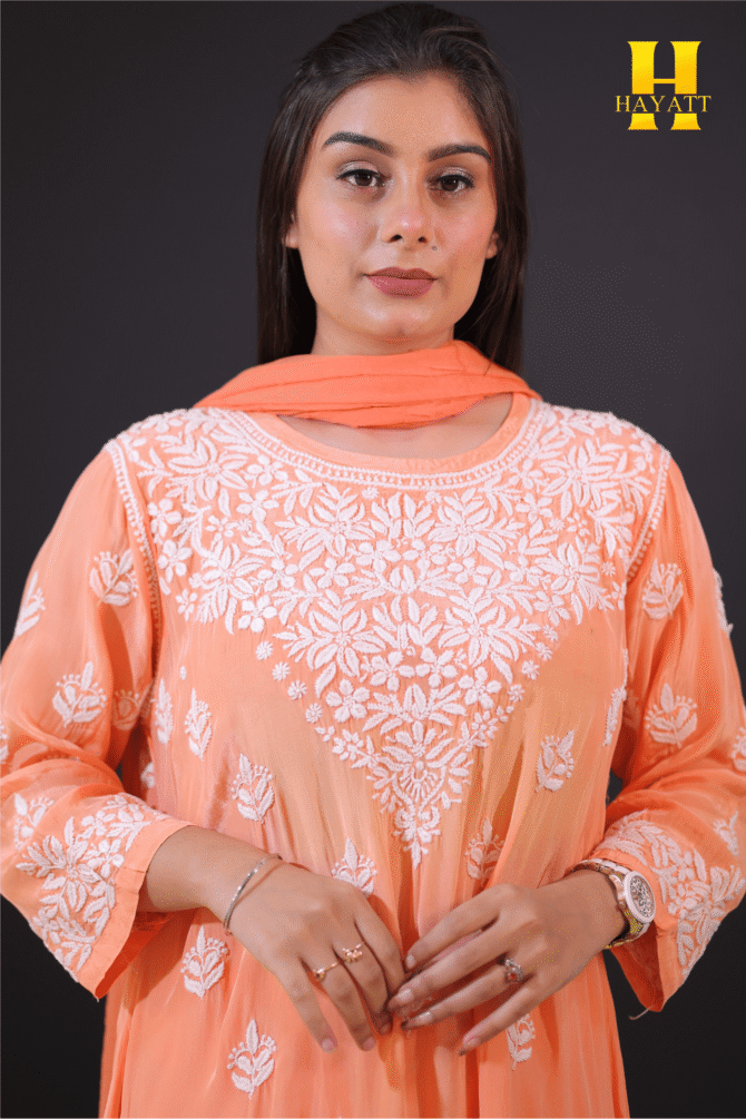 Lucknowi chickankari suit-HBG 2074