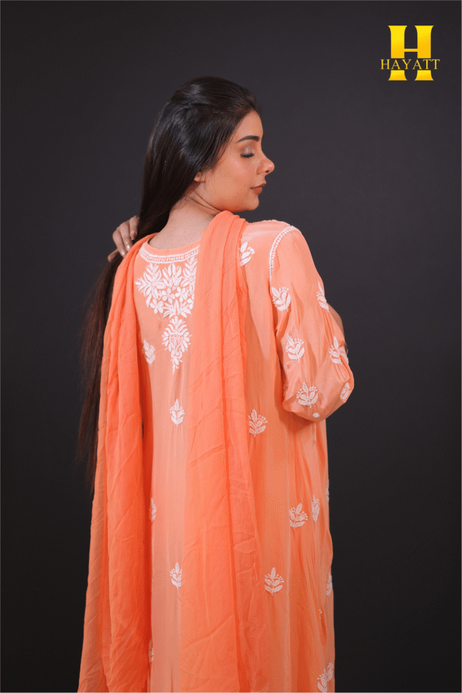 Lucknowi chickankari suit-HBG 2074 - Image 5