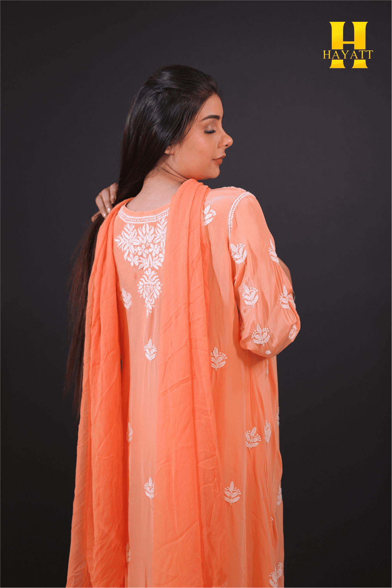 Lucknowi chickankari suit-HBG 2074 - Image 5